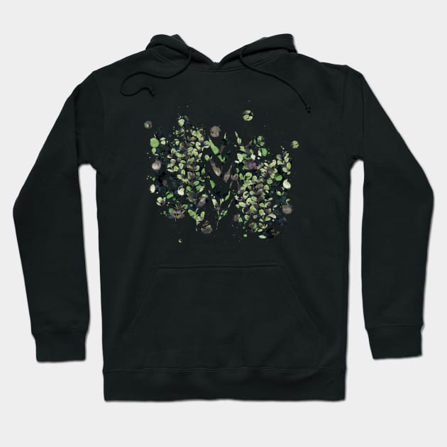 Green Abstract Foliage Watercolor Pattern Hoodie by cesartorresart